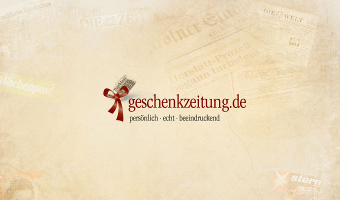 Design und Logo geschenkzeitung.de auf historischem Papier