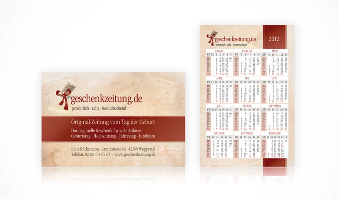 Visitenkarten mit Kalender