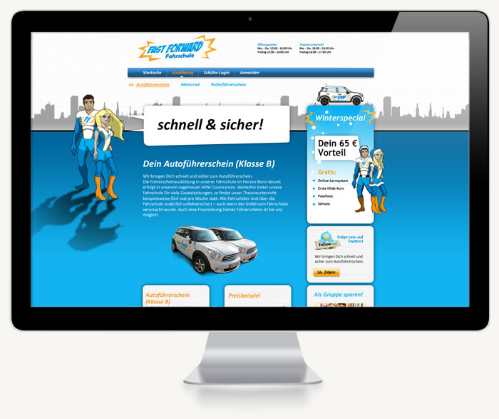Webdesign der Startseite