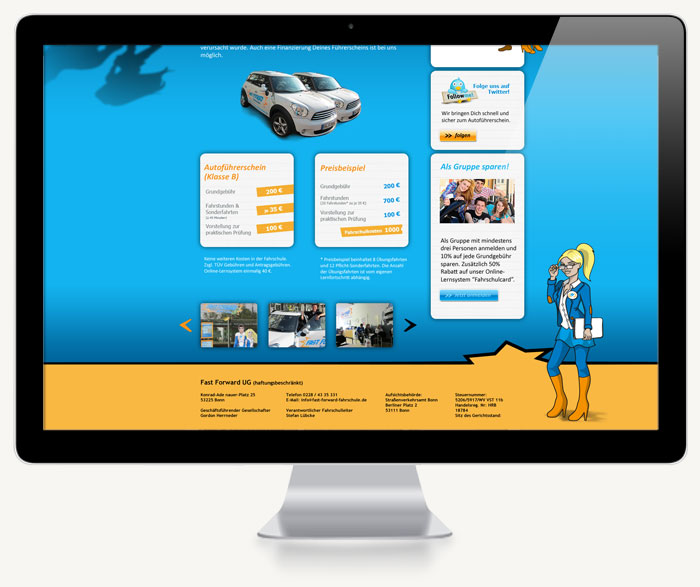 Webdesign der Startseite Footerbereich