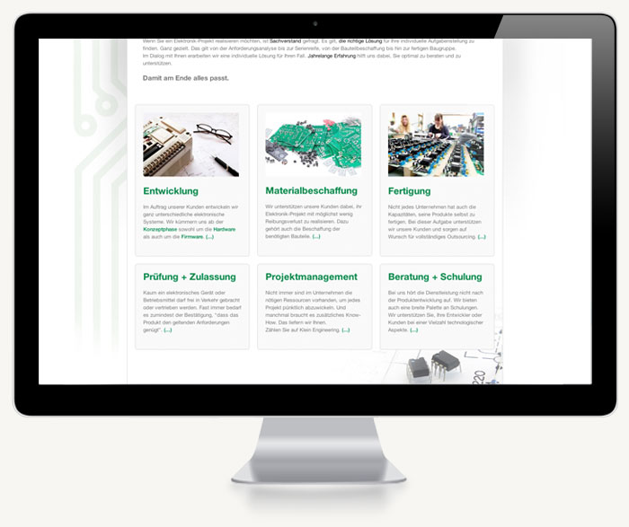 Screenshot Unterseite Klein-Engineering